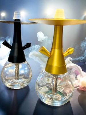 Mini Self-Bag Hookah – bubble-shaped glass, simple rod, portable with carry bag