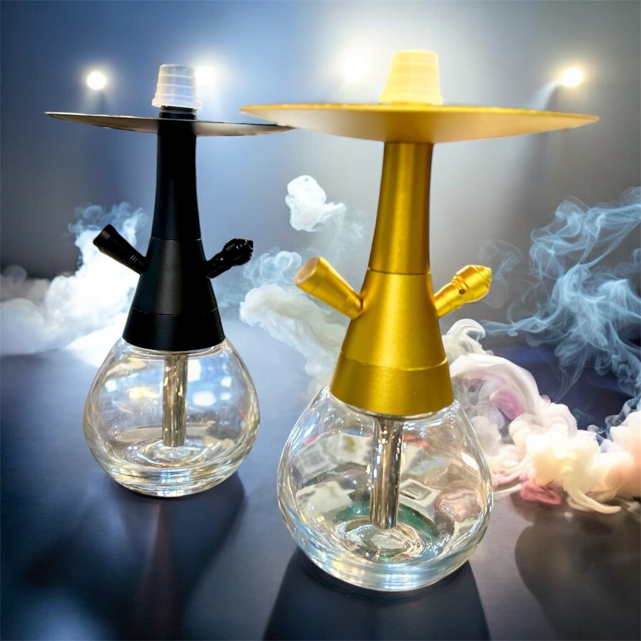 Mini Self-Bag Hookah – bubble-shaped glass, simple rod, portable with carry bag