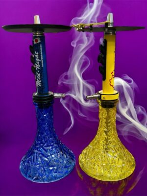 El Bomber Mid Night Hookah – blue aviation-themed design with crystal-cut base