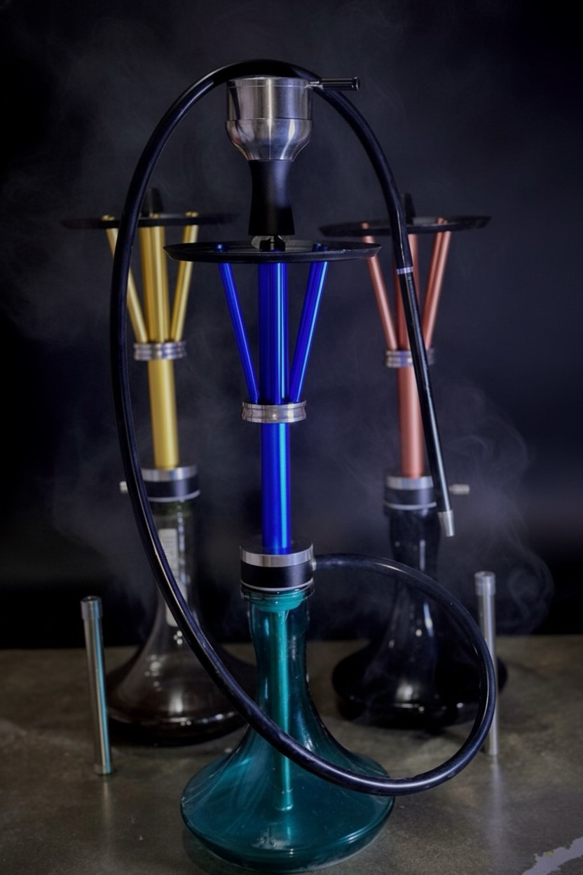 Large Upper Plate Back Puff Hookah – Glass & Steel Cap