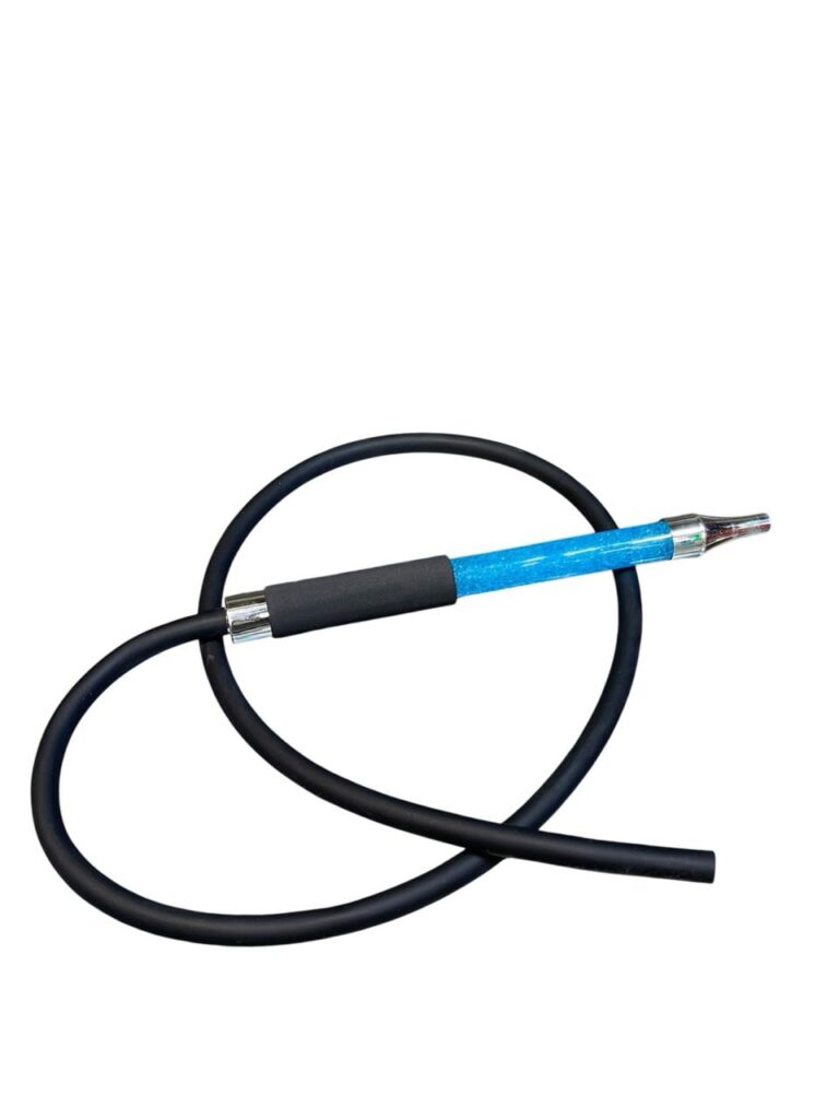 blue jelly mouthpiece with black matte pipe for hookah