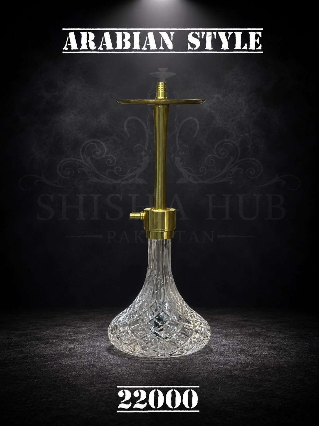 Premium Arabian Style Hookah with traditional glass base and metal stem