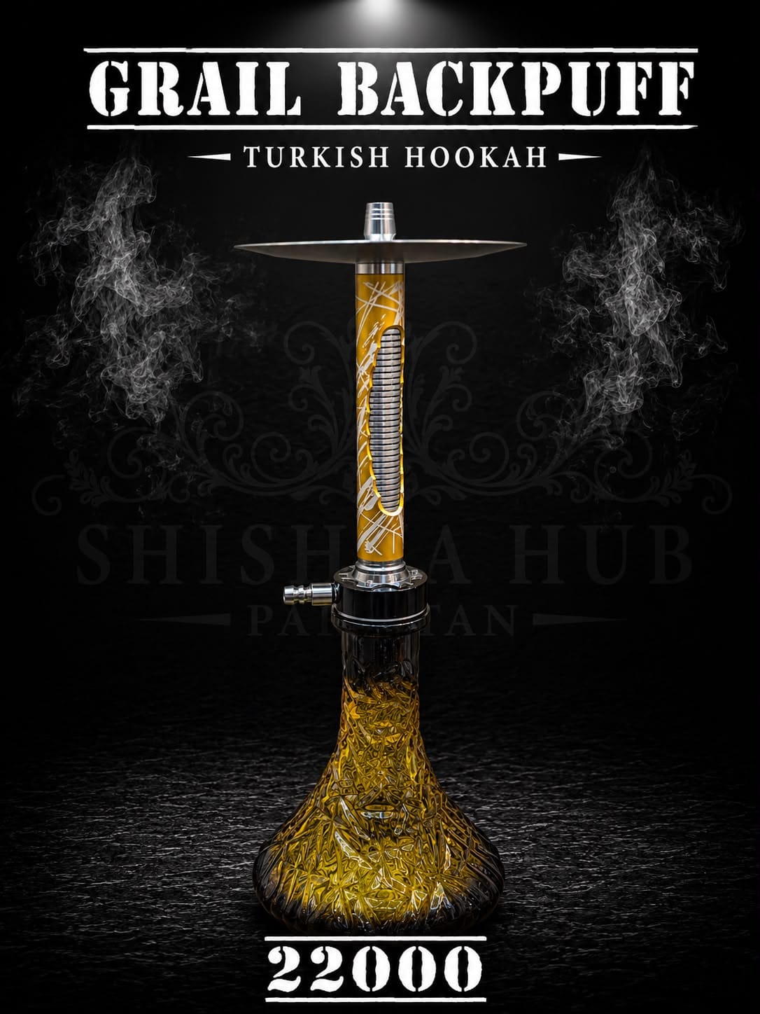 Grail Hookah with grail-inspired centerpiece