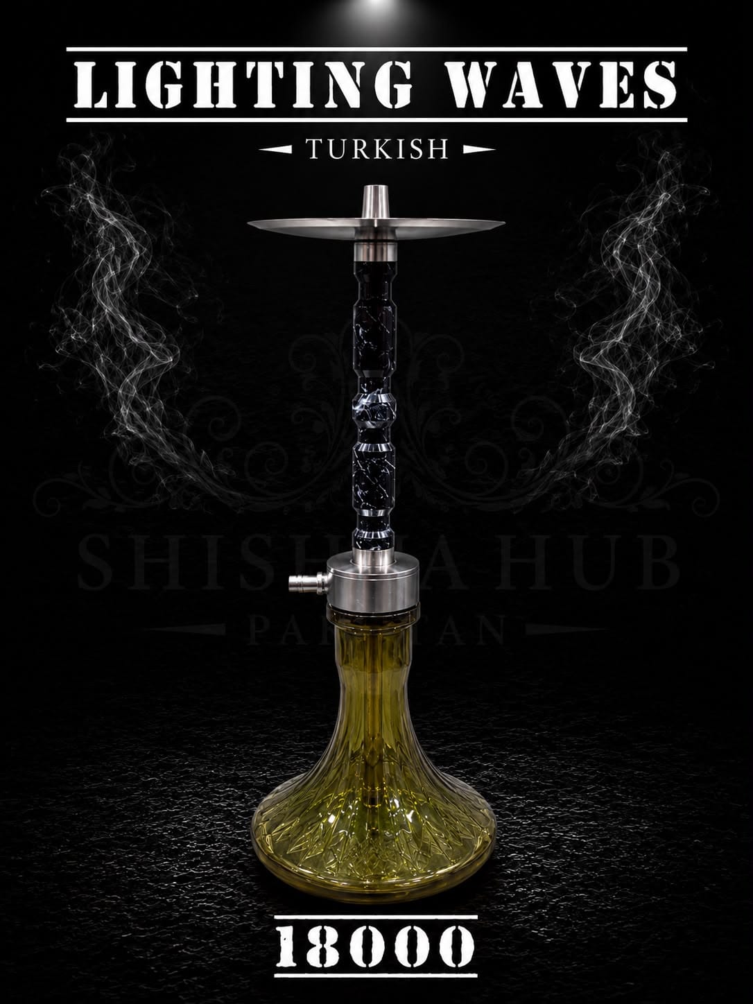 Lighting Wave Hookah with wave-inspired stem and lightning design