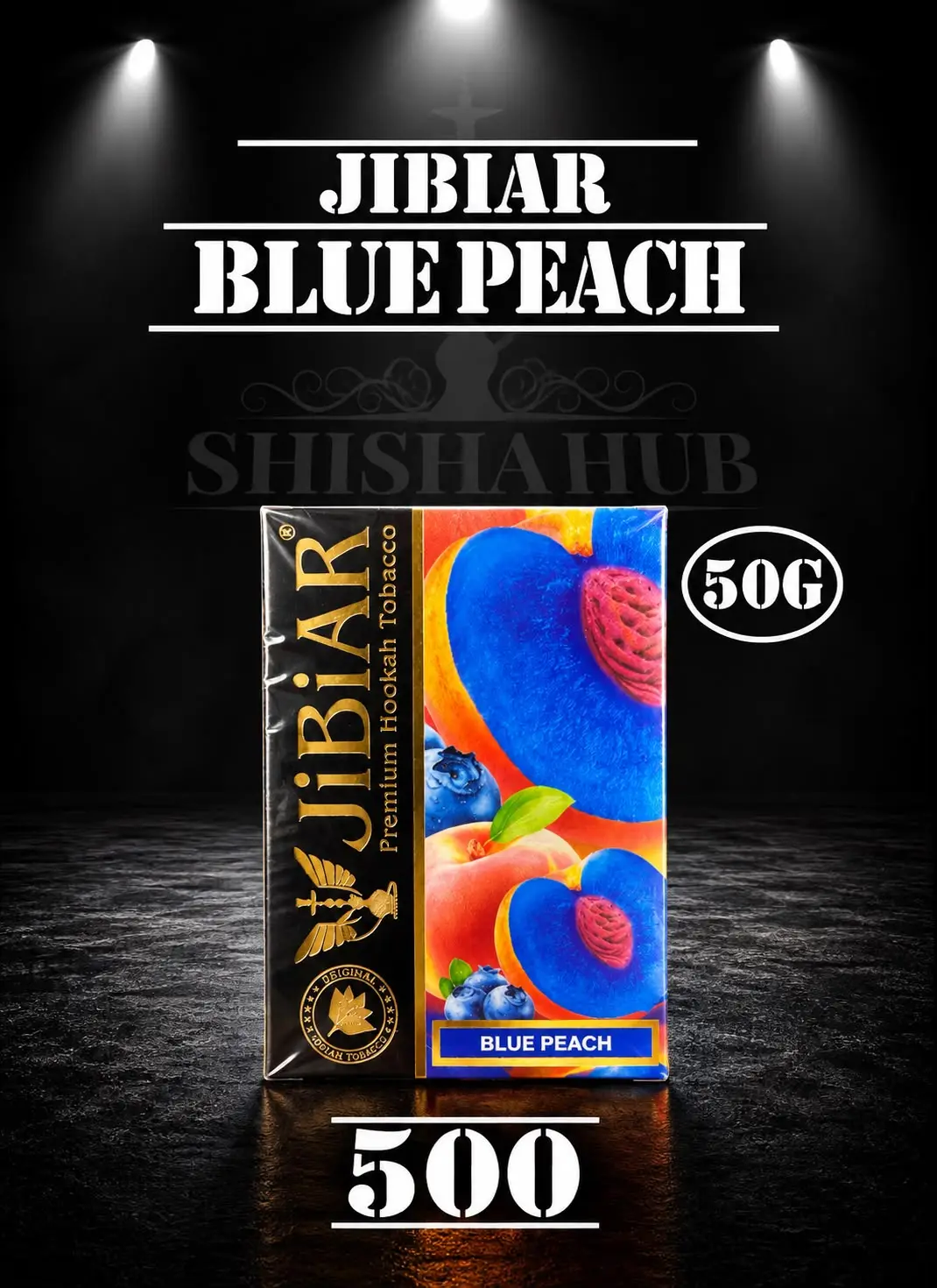 Jibiar Blue Peach 50g shisha flavour packaging